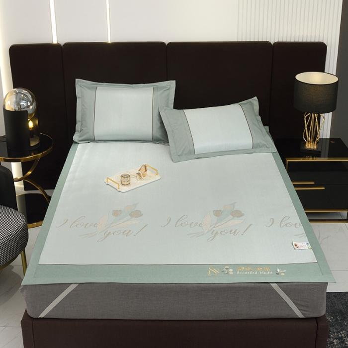 91家纺网 家纺一手货源 找家纺 2023冰丝席空调席居家学生宿舍瞎子冰丝席花恋