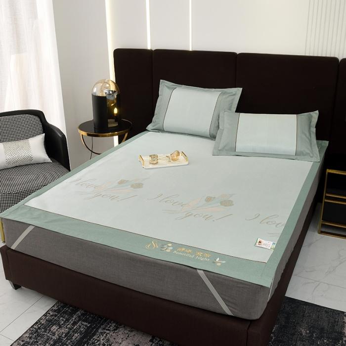 91家纺网 家纺一手货源 找家纺 2023冰丝席空调席居家学生宿舍瞎子冰丝席花恋