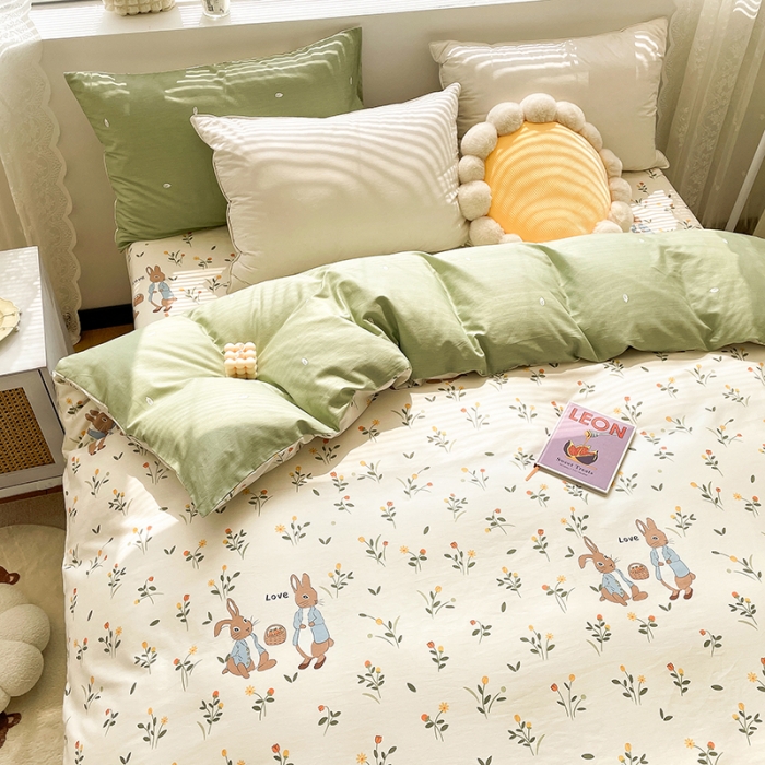 91家纺网 家纺一手货源 找家纺 绵庭 2023新款 全棉印花被套 春晓