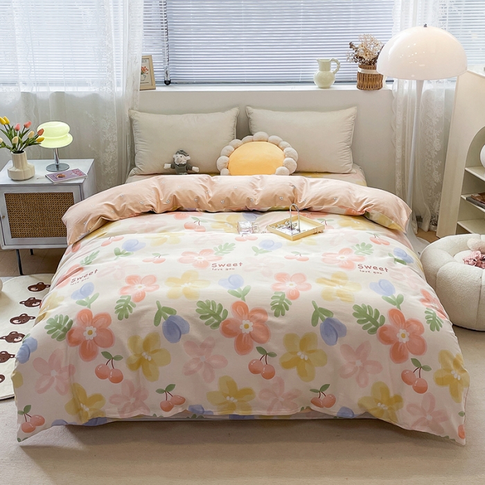 91家纺网 家纺一手货源 找家纺 绵庭 2023新款 全棉印花被套 花蜜悠然