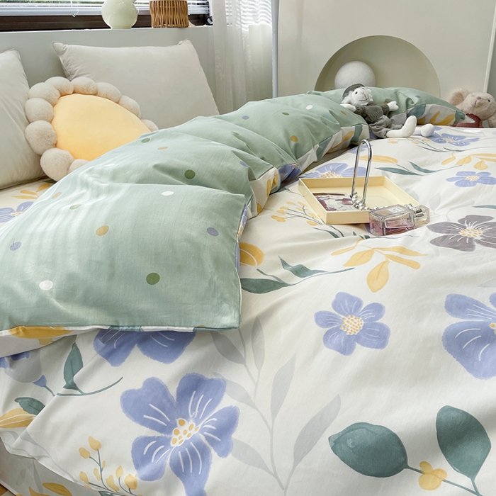 91家纺网 家纺一手货源 找家纺 绵庭 2023新款 全棉印花被套 花清玉洁