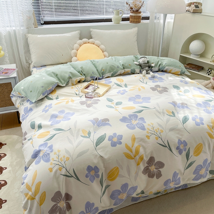 91家纺网 家纺一手货源 找家纺 绵庭 2023新款 全棉印花被套 花清玉洁