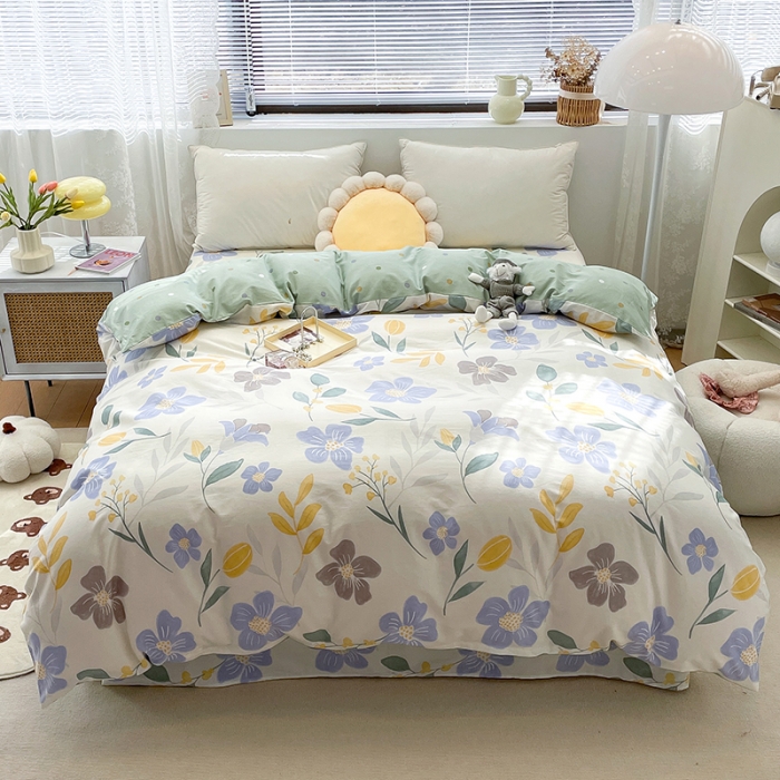 91家纺网 家纺一手货源 找家纺 绵庭 2023新款 全棉印花被套 花清玉洁