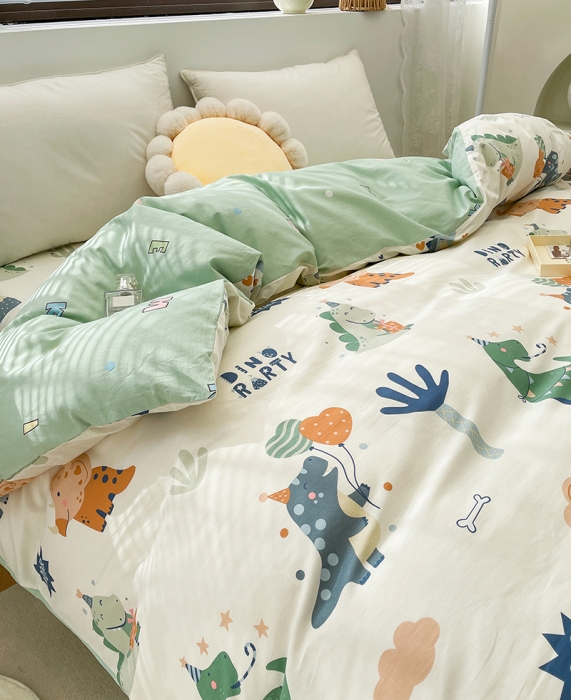 91家纺网 家纺一手货源 找家纺 绵庭 2023新款 全棉印花被套 恐龙世界