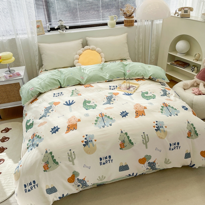 91家纺网 家纺一手货源 找家纺 绵庭 2023新款 全棉印花被套 恐龙世界