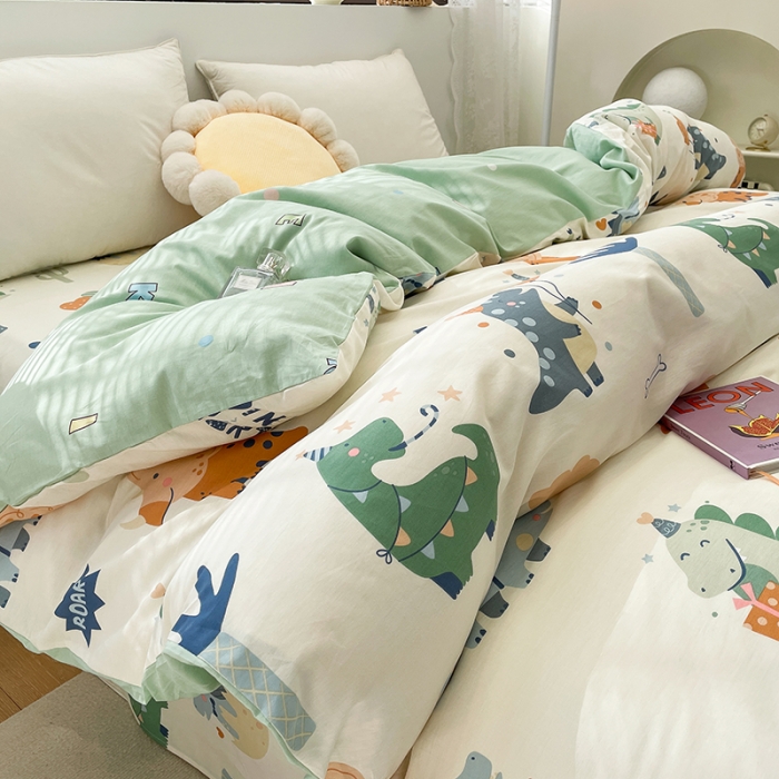 91家纺网 家纺一手货源 找家纺 绵庭 2023新款 全棉印花被套 恐龙世界