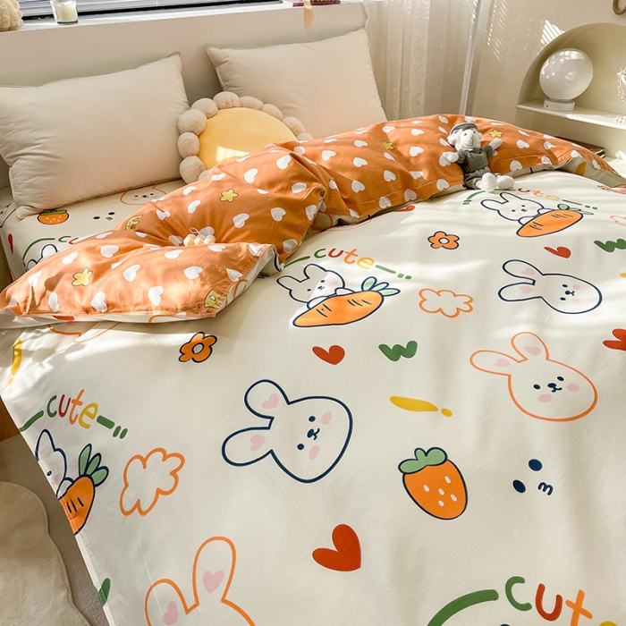 91家纺网 家纺一手货源 找家纺 绵庭 2023新款 全棉印花被套 萝卜兔