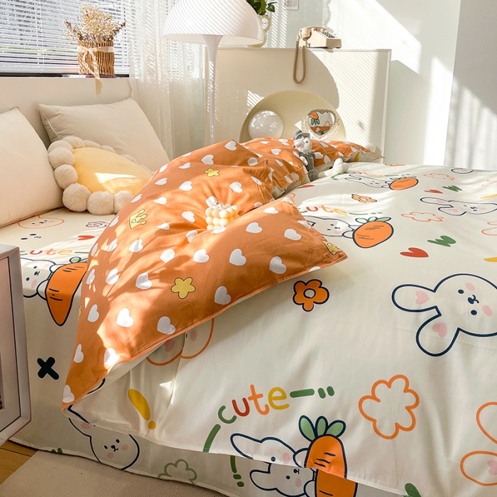 91家纺网 家纺一手货源 找家纺 绵庭 2023新款 全棉印花被套 萝卜兔