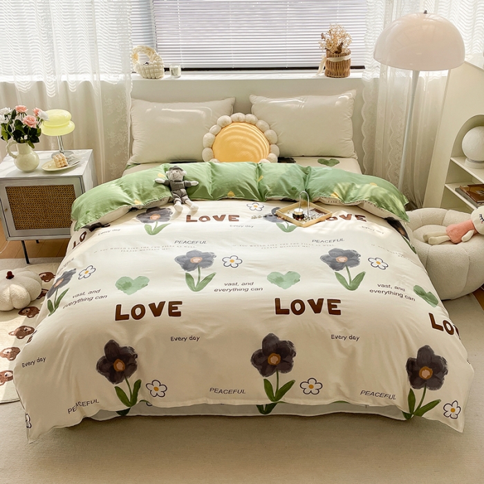 91家纺网 家纺一手货源 找家纺 绵庭 2023新款 全棉印花被套 绿蔓