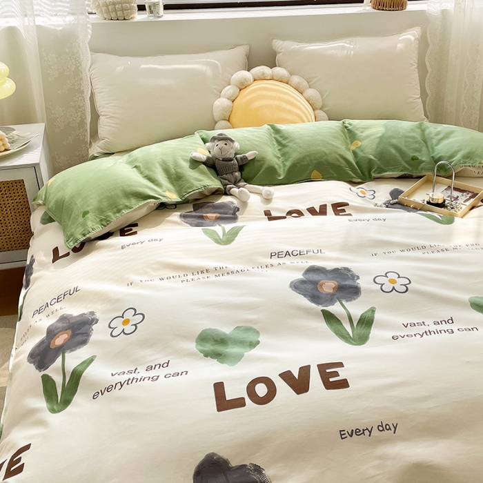 91家纺网 家纺一手货源 找家纺 绵庭 2023新款 全棉印花被套 绿蔓