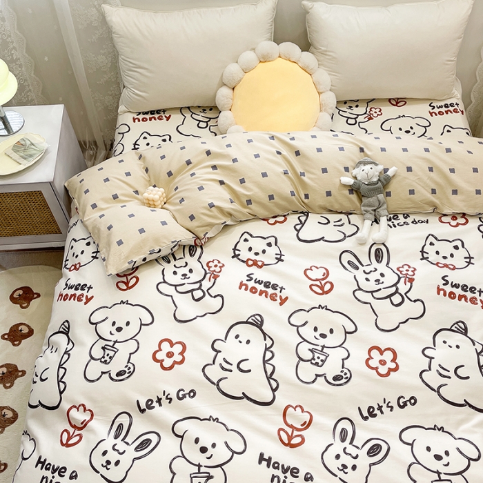 91家纺网 家纺一手货源 找家纺 绵庭 2023新款 全棉印花被套 萌宠