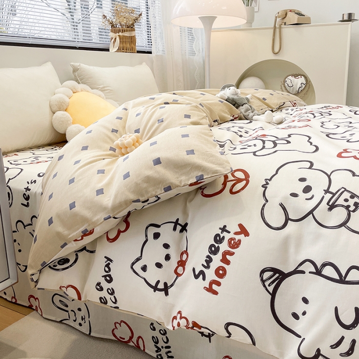 91家纺网 家纺一手货源 找家纺 绵庭 2023新款 全棉印花被套 萌宠