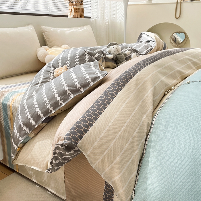 91家纺网 家纺一手货源 找家纺 绵庭 2023新款 全棉印花被套 莫兰迪-兰