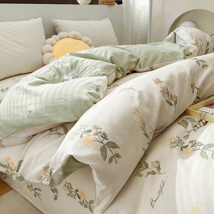 91家纺网 家纺一手货源 找家纺 绵庭 2023新款 全棉印花被套 清然花香