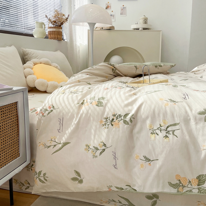 91家纺网 家纺一手货源 找家纺 绵庭 2023新款 全棉印花被套 清然花香