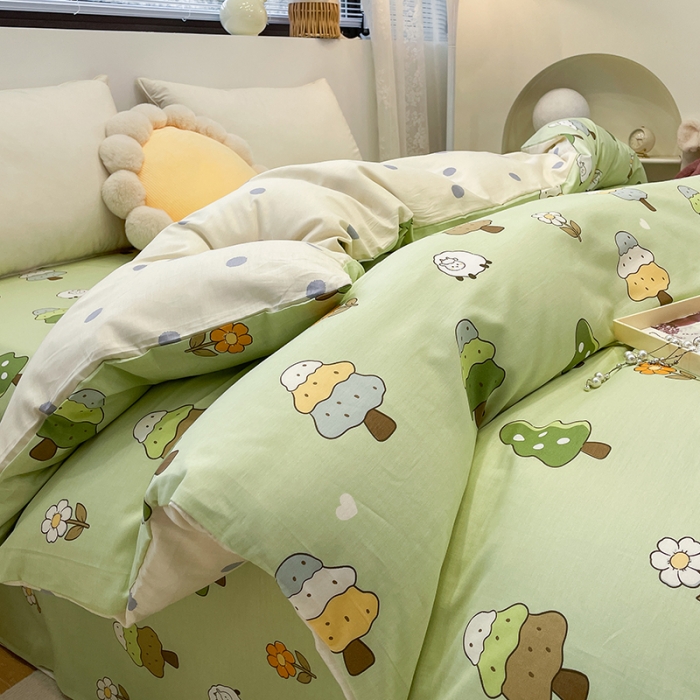 91家纺网 家纺一手货源 找家纺 绵庭 2023新款 全棉印花被套 森林羊