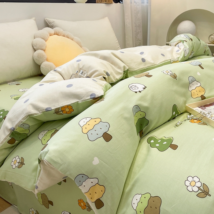 91家纺网 家纺一手货源 找家纺 绵庭 2023新款 全棉印花被套 森林羊