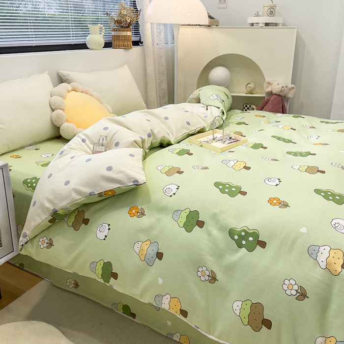 91家纺网 家纺一手货源 找家纺 绵庭 2023新款 全棉印花被套 森林羊