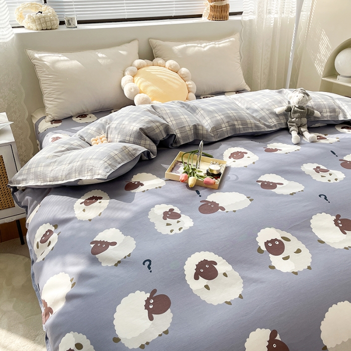 91家纺网 家纺一手货源 找家纺 绵庭 2023新款 全棉印花被套 数绵羊