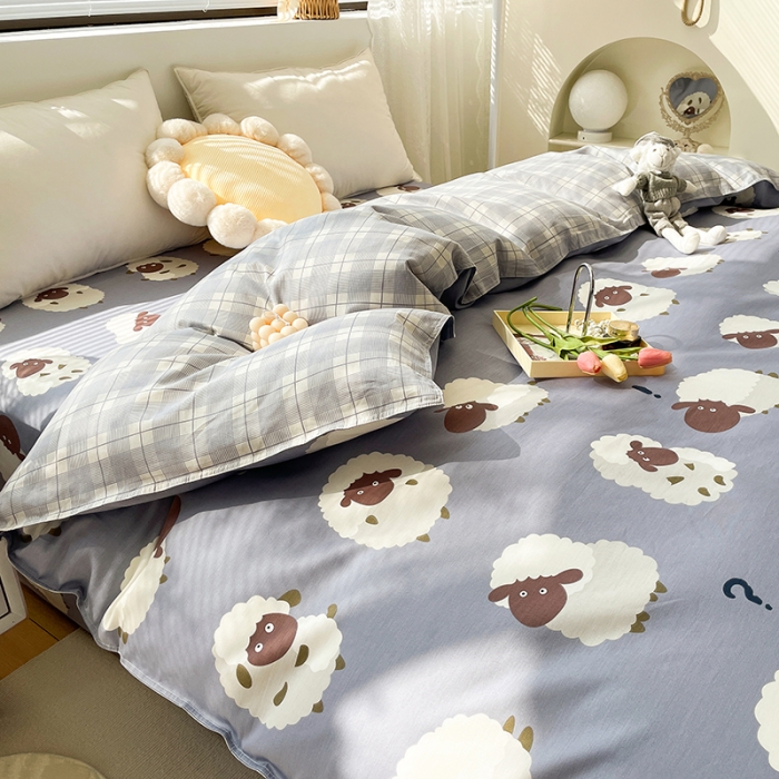 91家纺网 家纺一手货源 找家纺 绵庭 2023新款 全棉印花被套 数绵羊