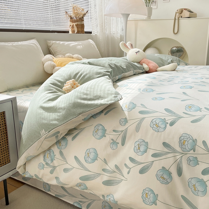 91家纺网 家纺一手货源 找家纺 绵庭 2023新款 全棉印花被套 水榭听香