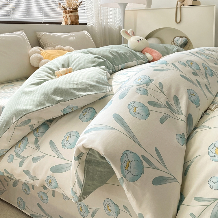 91家纺网 家纺一手货源 找家纺 绵庭 2023新款 全棉印花被套 水榭听香