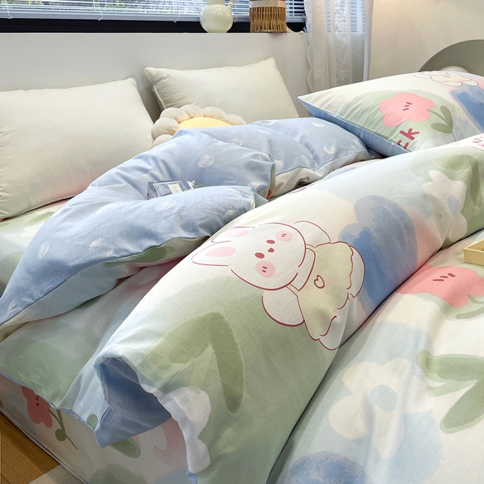 91家纺网 家纺一手货源 找家纺 绵庭 2023新款 全棉印花被套 兔小贝