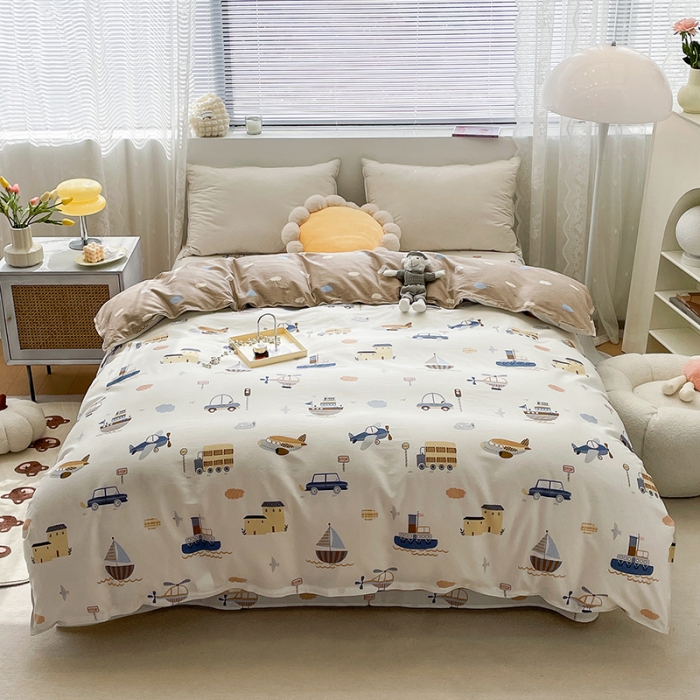 91家纺网 家纺一手货源 找家纺 绵庭 2023新款 全棉印花被套 玩具乐园-米