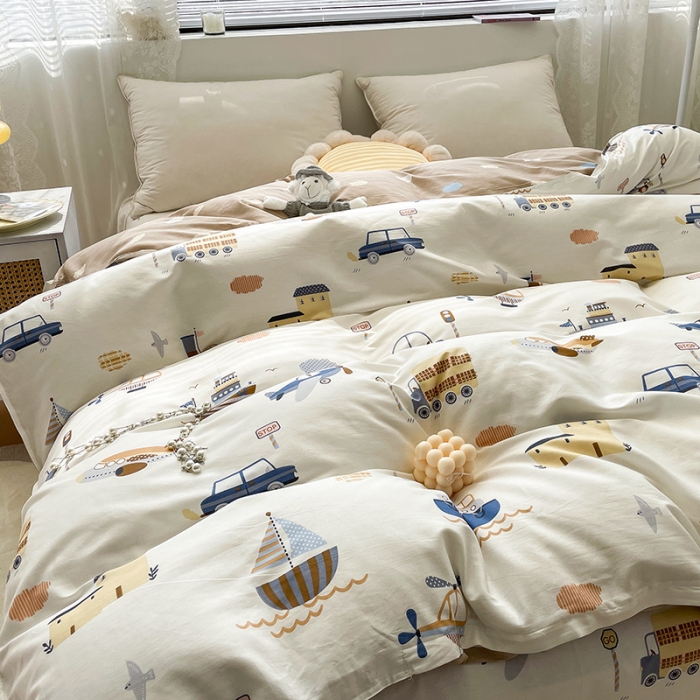 91家纺网 家纺一手货源 找家纺 绵庭 2023新款 全棉印花被套 玩具乐园-米