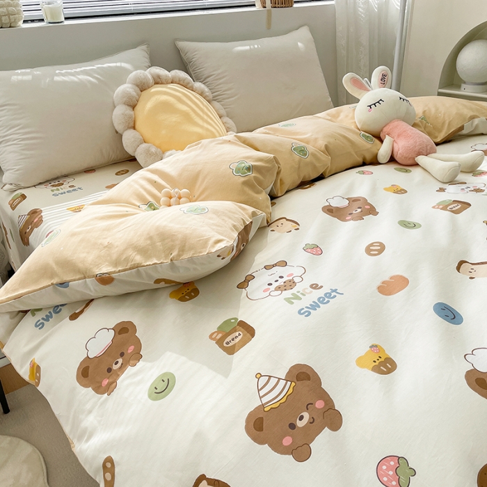 91家纺网 家纺一手货源 找家纺 绵庭 2023新款 全棉印花被套 熊宝宝