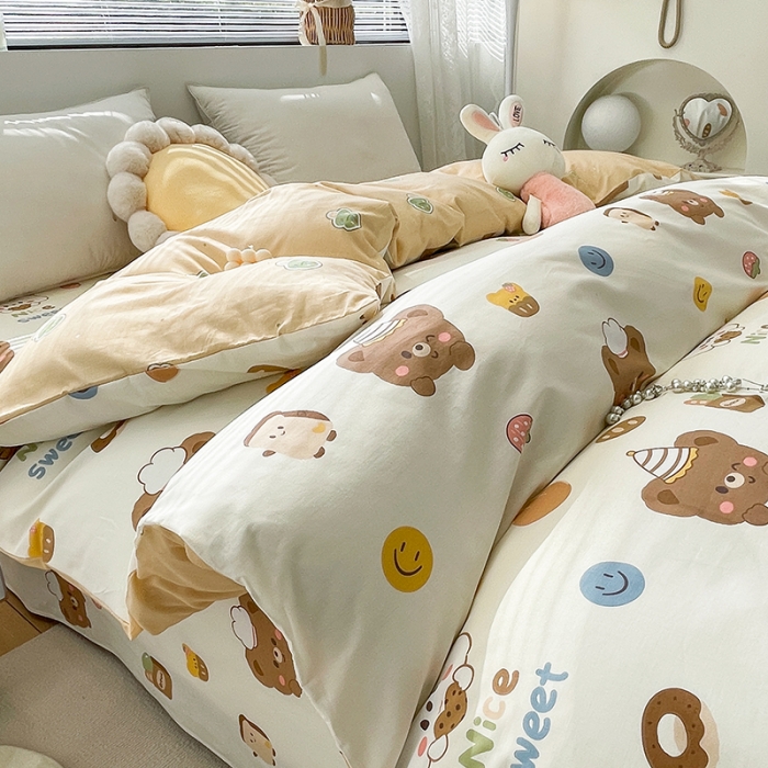 91家纺网 家纺一手货源 找家纺 绵庭 2023新款 全棉印花被套 熊宝宝