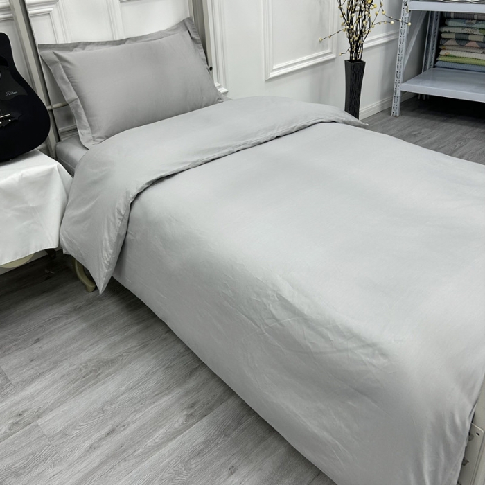 91家纺网 家纺一手货源 找家纺 凌云家纺 2025新款全棉学生全包床笠三件套 简约灰