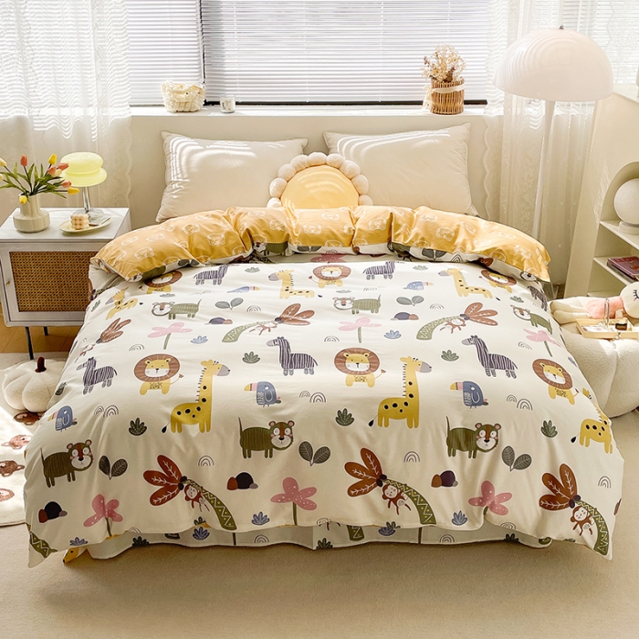 91家纺网 家纺一手货源 找家纺 绵庭 2023新款 全棉印花被套 野生动物园