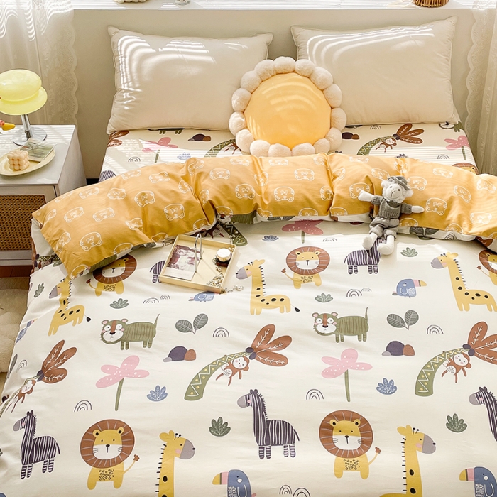 91家纺网 家纺一手货源 找家纺 绵庭 2023新款 全棉印花被套 野生动物园