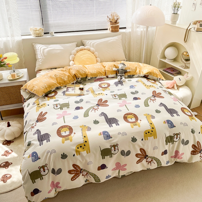 91家纺网 家纺一手货源 找家纺 绵庭 2023新款 全棉印花被套 野生动物园