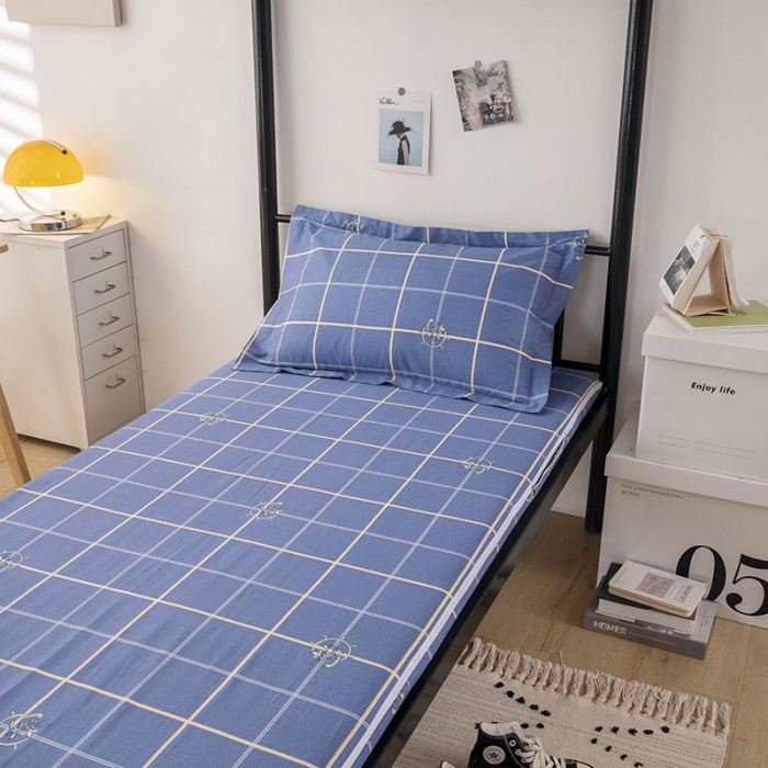 91家纺网 家纺一手货源 找家纺 凌云家纺 2025新款全棉学生全包床笠三件套 似水流年