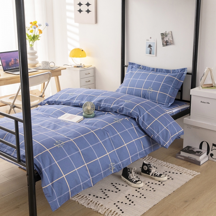 91家纺网 家纺一手货源 找家纺 凌云家纺 2025新款全棉学生全包床笠三件套 似水流年