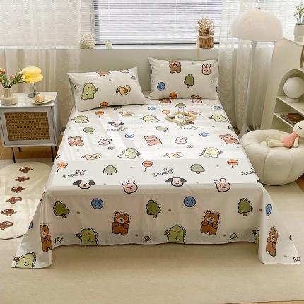 91家纺网 家纺一手货源 找家纺 绵庭 2023新款 全棉印花床单 欢乐牧场