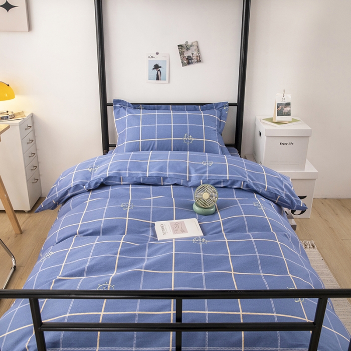 91家纺网 家纺一手货源 找家纺 凌云家纺 2025新款全棉学生全包床笠三件套 似水流年