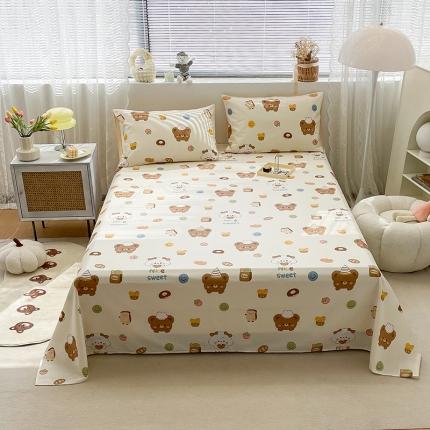 91家纺网 家纺一手货源 找家纺 绵庭 2023新款 全棉印花床单 熊宝宝