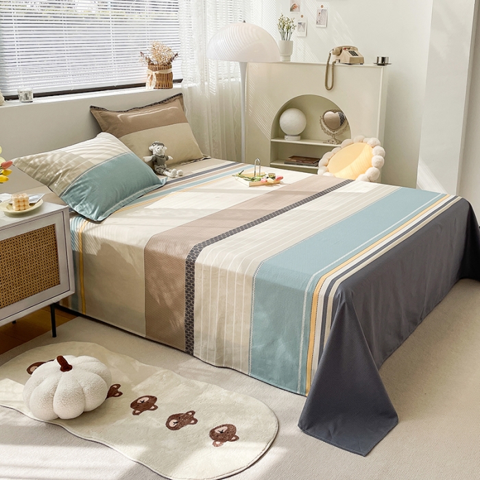 91家纺网 家纺一手货源 找家纺 绵庭 2023新款 全棉印花床单 莫兰迪-兰