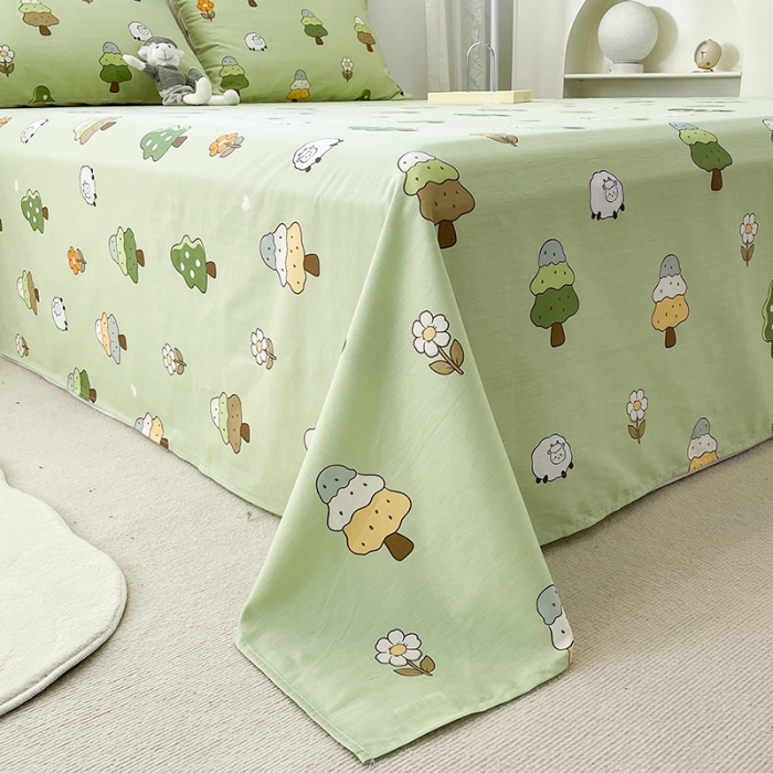 91家纺网 家纺一手货源 找家纺 绵庭 2023新款 全棉印花床单 森林羊