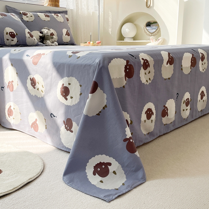 91家纺网 家纺一手货源 找家纺 绵庭 2023新款 全棉印花床单 数绵羊