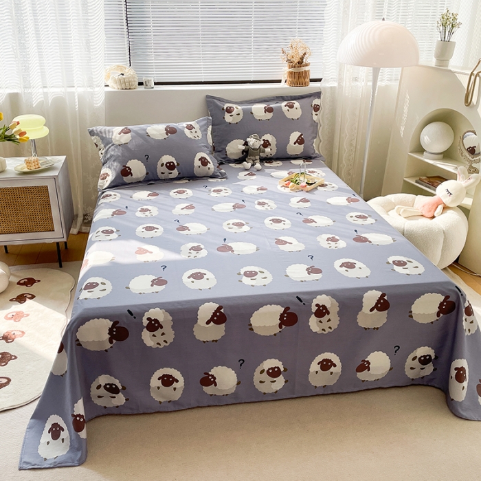 91家纺网 家纺一手货源 找家纺 绵庭 2023新款 全棉印花床单 数绵羊