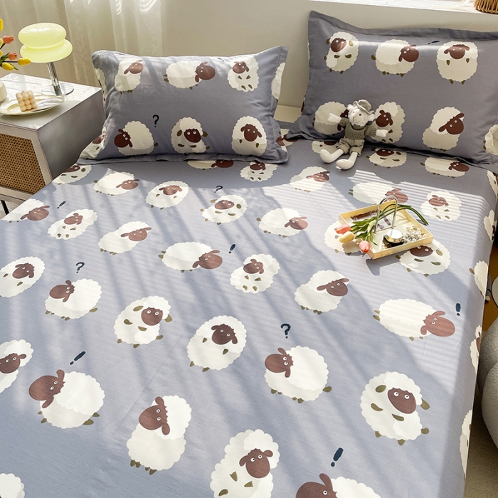 91家纺网 家纺一手货源 找家纺 绵庭 2023新款 全棉印花床单 数绵羊