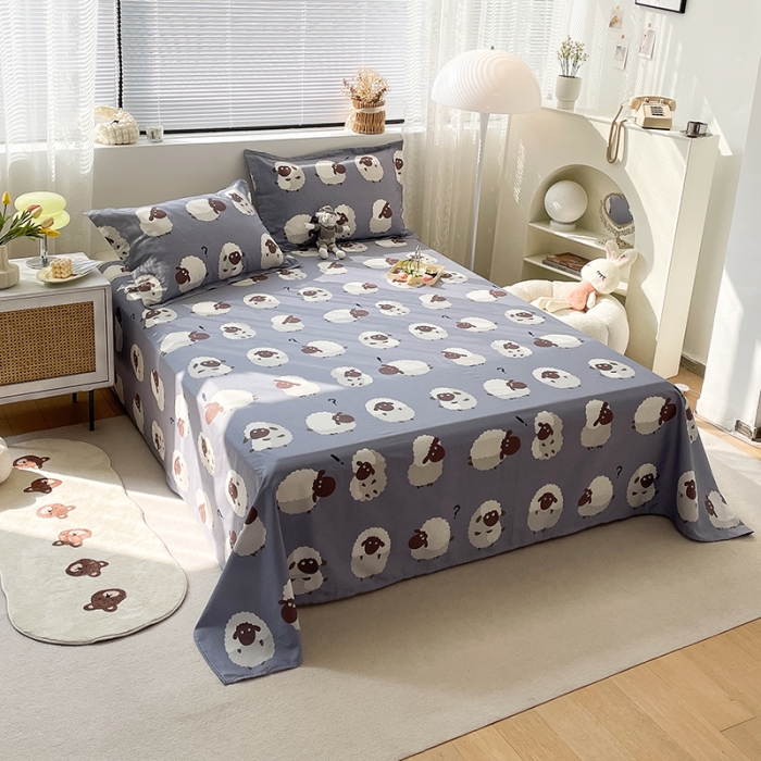 91家纺网 家纺一手货源 找家纺 绵庭 2023新款 全棉印花床单 数绵羊