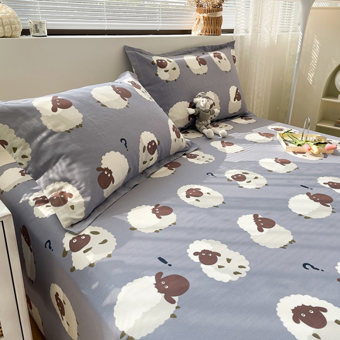 91家纺网 家纺一手货源 找家纺 绵庭 2023新款 全棉印花床单 数绵羊