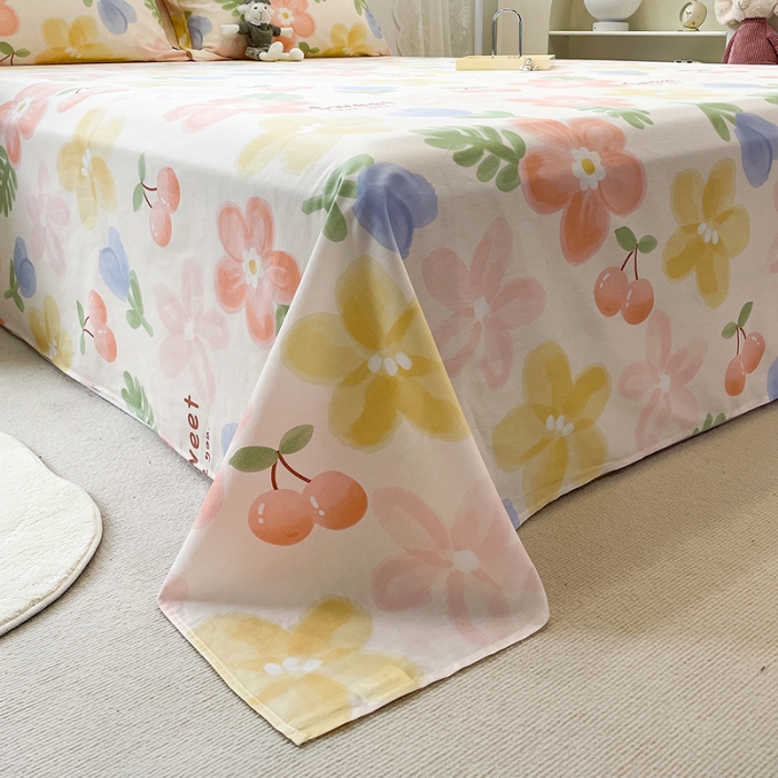 91家纺网 家纺一手货源 找家纺 绵庭 2023新款 全棉印花床单 花蜜悠然