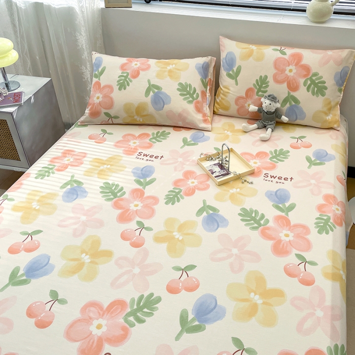 91家纺网 家纺一手货源 找家纺 绵庭 2023新款 全棉印花床单 花蜜悠然