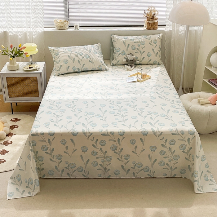 91家纺网 家纺一手货源 找家纺 绵庭 2023新款 全棉印花床单 水榭听香